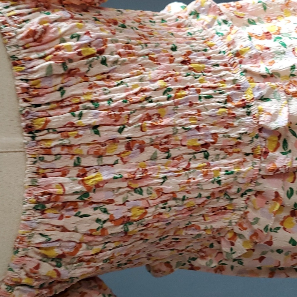 Beautiful cottagecore midi summer off shoulder floral dress size L - Picture 9 of 14